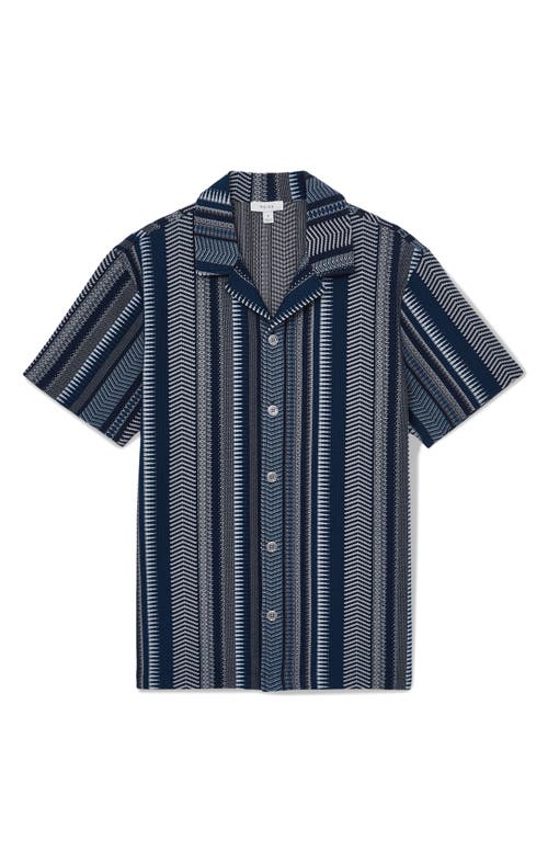 Reiss Mens Archer Short-sleeved Stretch-woven Shirt Navy In Navy