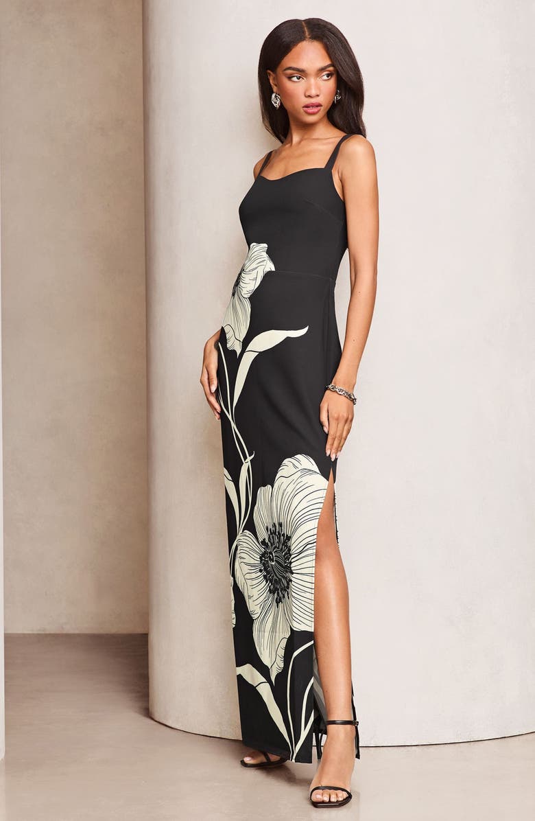 Lipsy Floral Maxi Dress, Alternate, color, Black