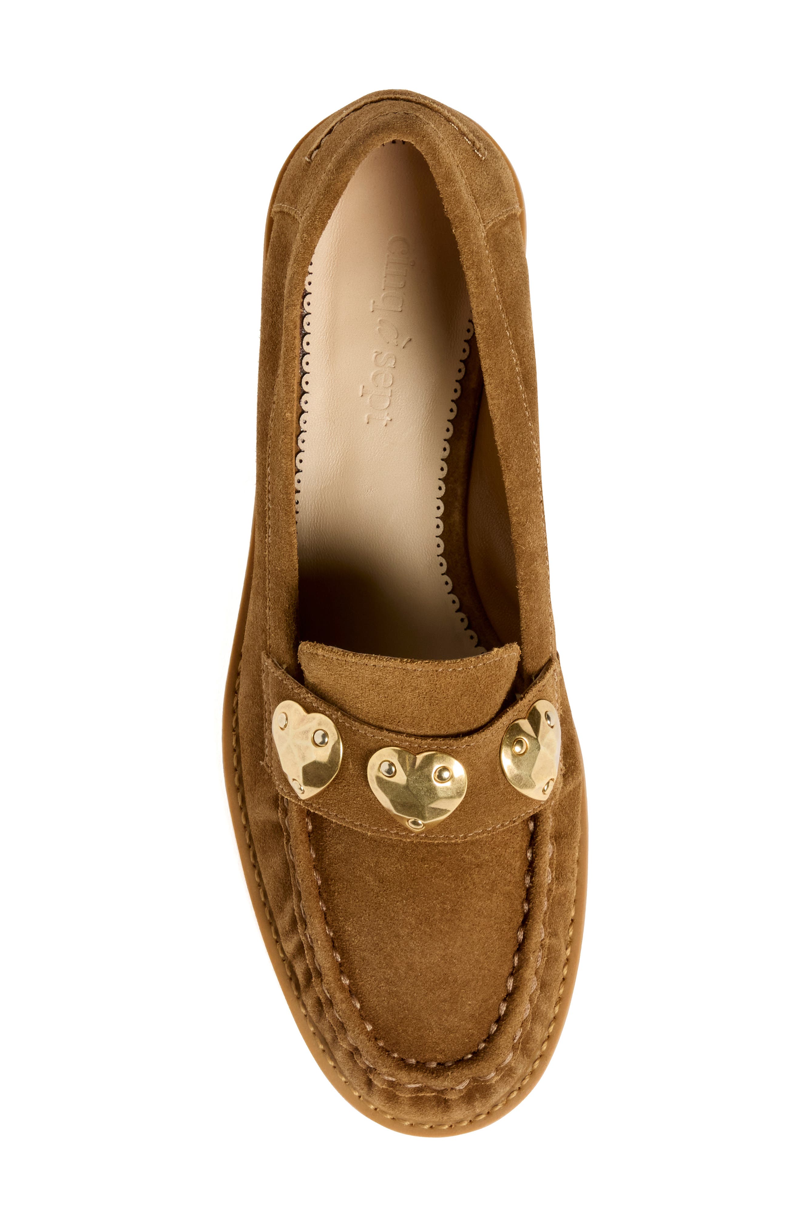 Cinq à Sept Gretta Heart Stud Loafer, Alternate, color, Golden Sienna