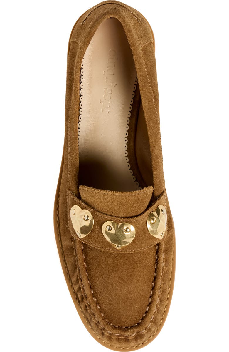 Cinq à Sept Gretta Heart Stud Loafer, Alternate, color, Golden Sienna