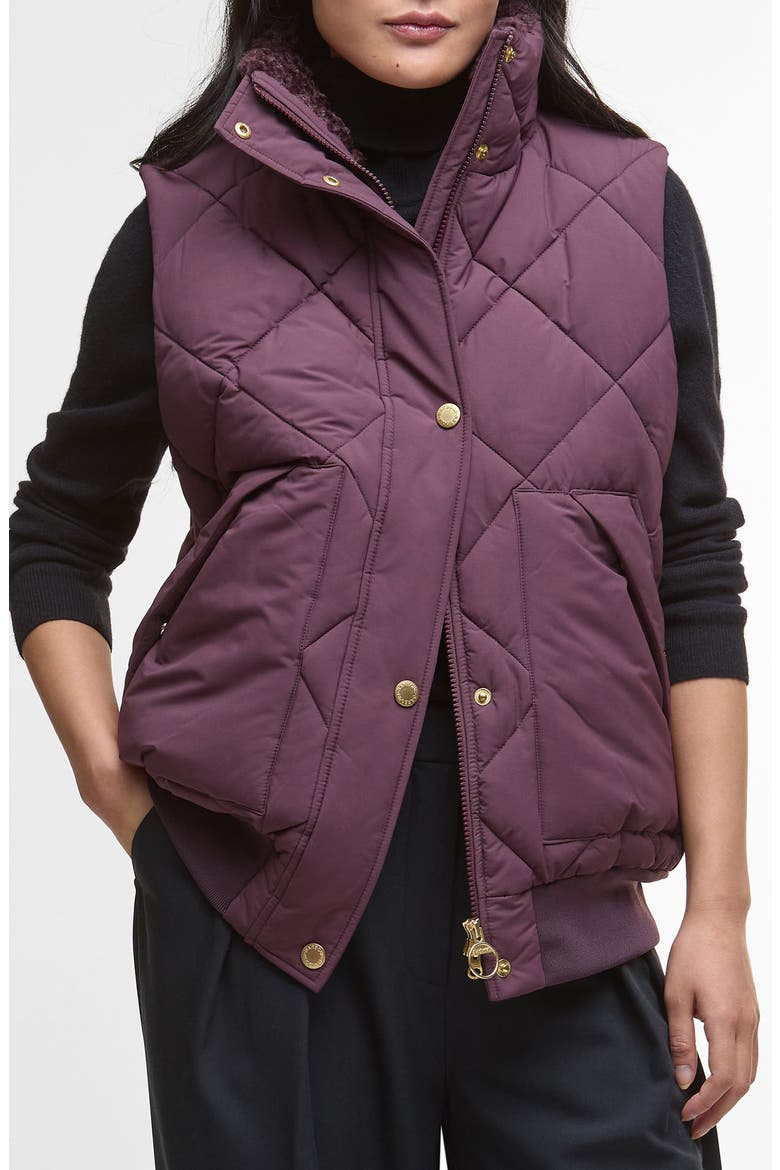 Becky Diamond Quilted Puffer Vest, Main, color, BLACK CHERRY/ MUTED TARTAN