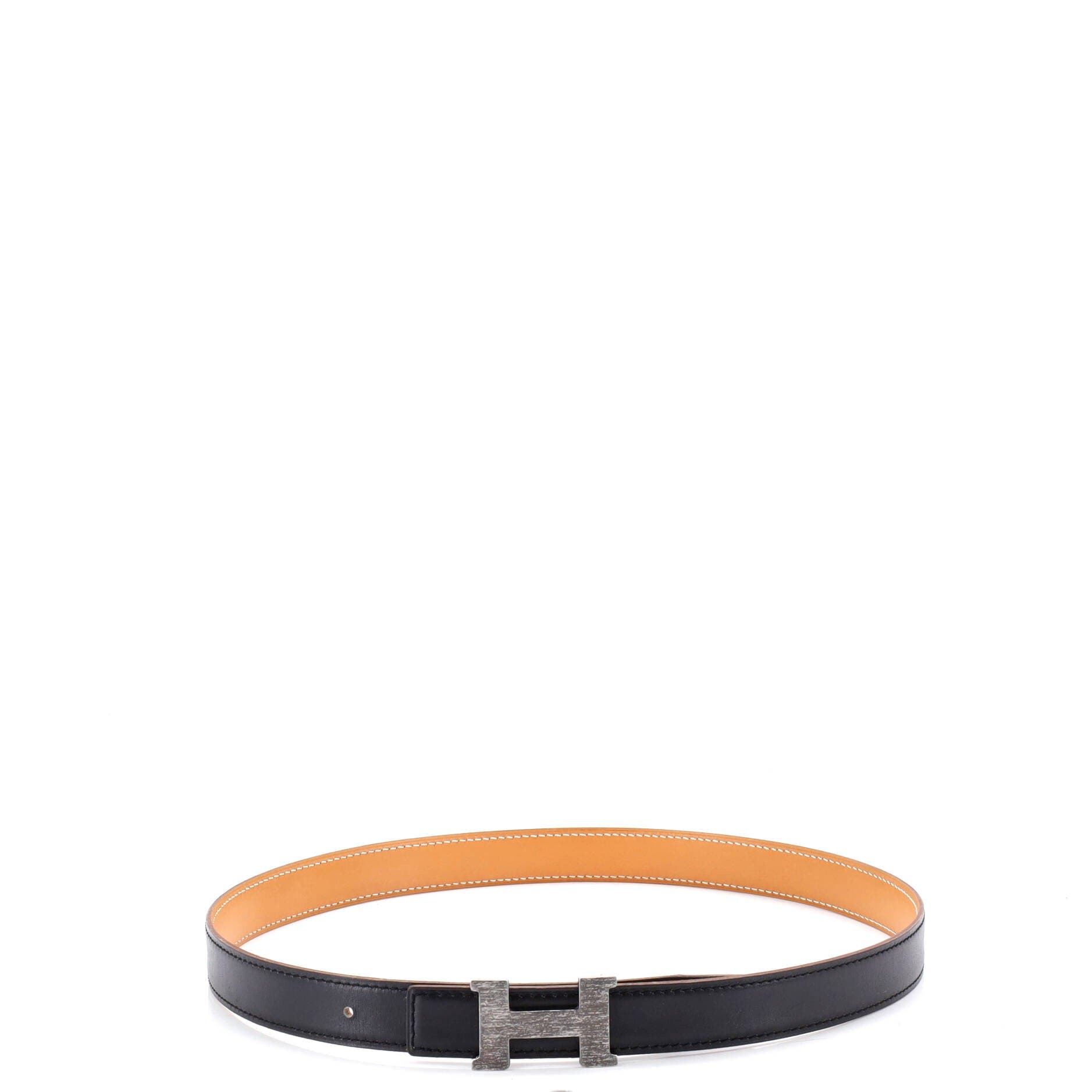 Pre-Owned Hermes Constance Reversible Belt Leather Thin, Alternate, color, Black