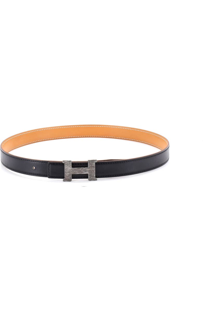 Pre-Owned Hermes Constance Reversible Belt Leather Thin, Alternate, color, Black