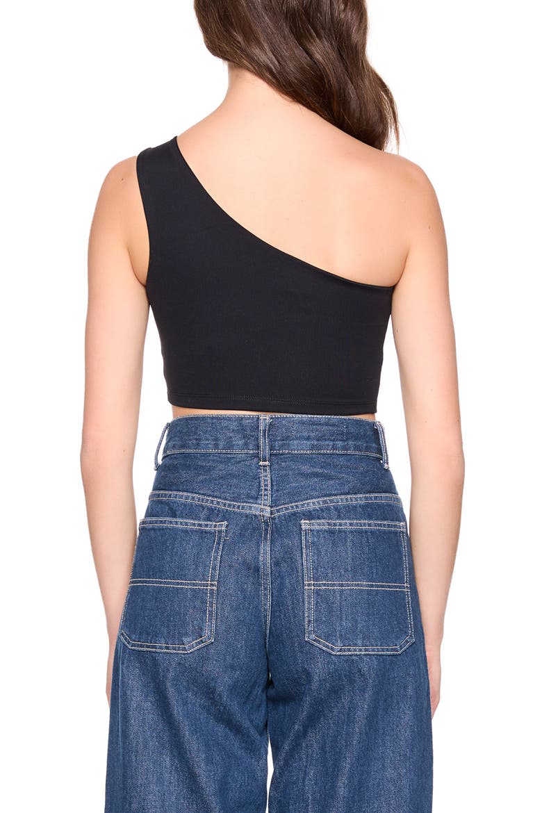 One-Shoulder Crop Top, Alternate, color, BLACK