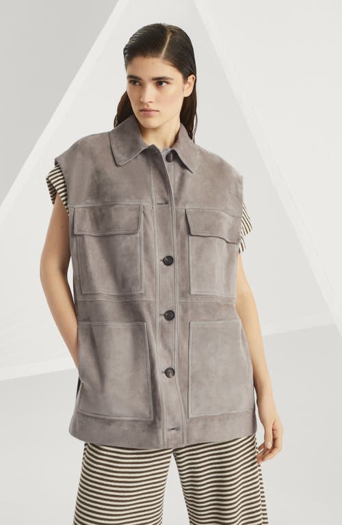 Shop Brunello Cucinelli Couture Suede Vest In Taupe