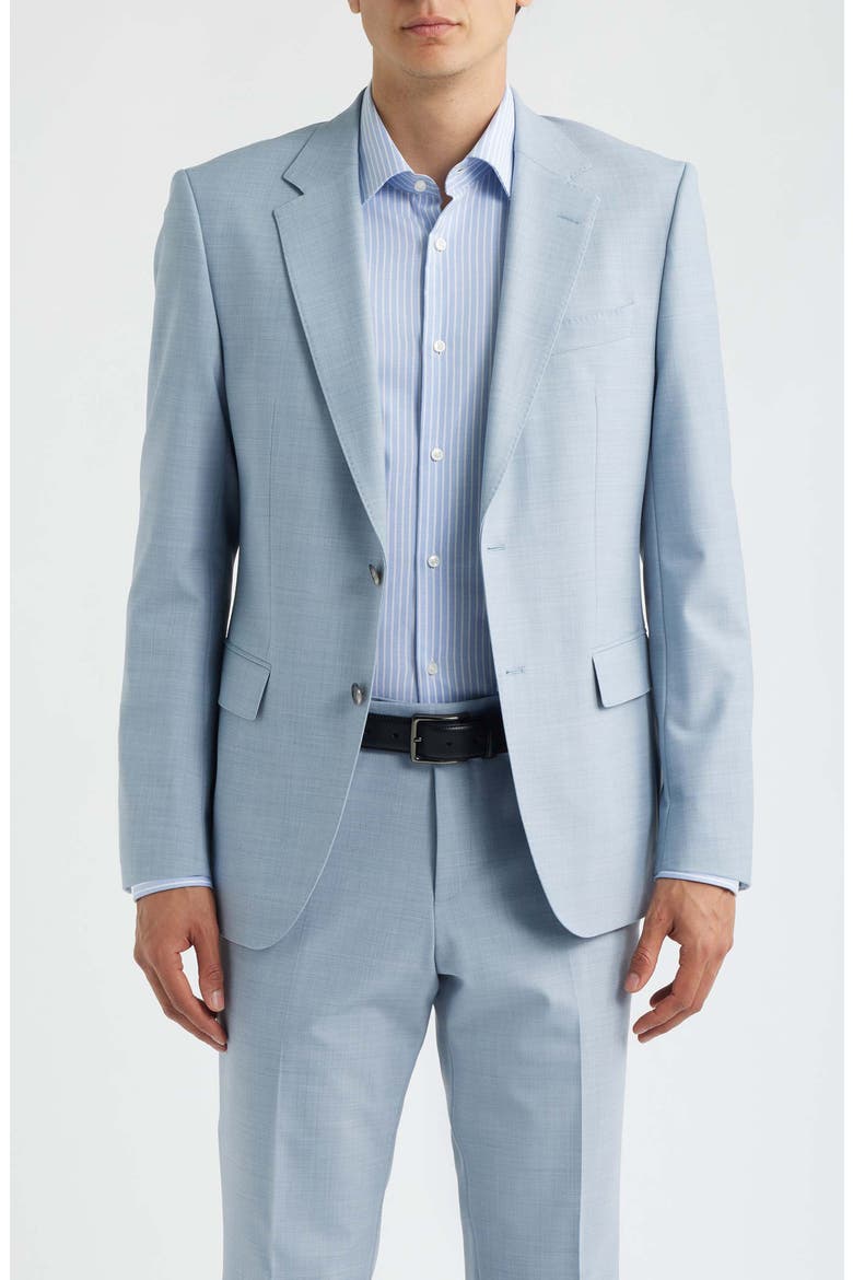 Huge Slim Fit Light Blue Mélange Suit, Alternate, color, BLUE