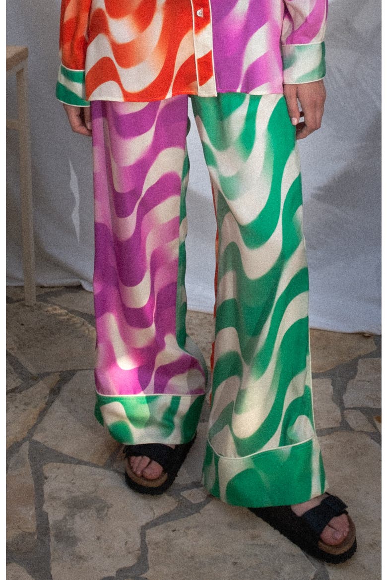 Emissus Silky Straight-Leg Pants, Alternate, color, Volna Colorblock