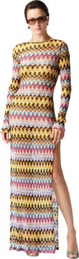 Missoni Long Dress In Lamé Viscose Lace With Open Back