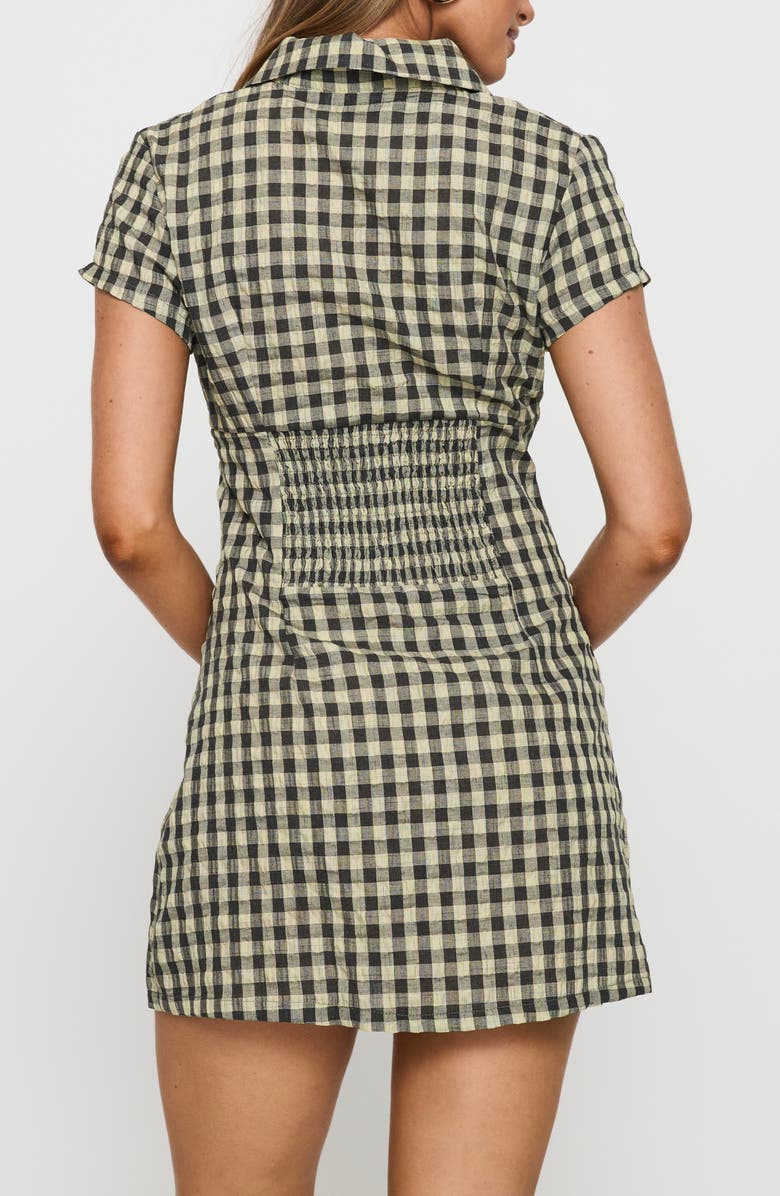 Princess Polly Motley Check Mini Shirtdress, Alternate, color, Brown Check