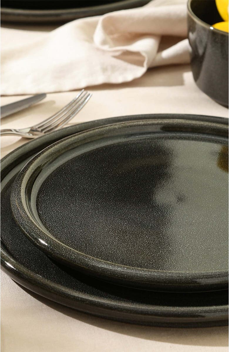 Stone Lain Eden Stoneware 24-Piece Dinnerware Set, Alternate, color, Charcoal Grey