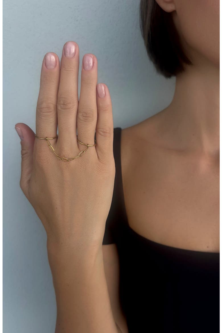 18k Gold Plated Chain Double Ring, Alternate, color, GOLD