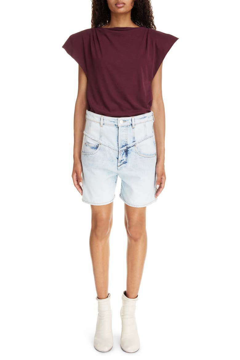 Sebani Gathered Shoulder Cotton T-Shirt, Alternate, color, PLUM