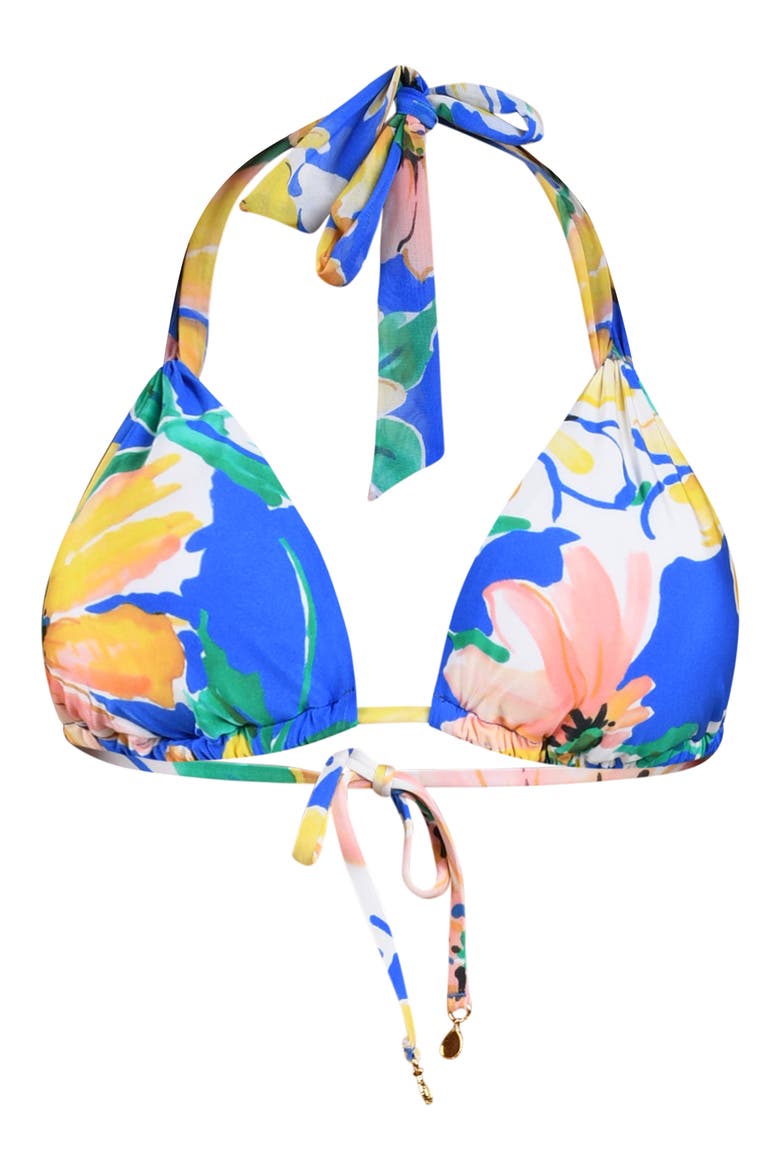 Sunflower Triangle Bikini Top, Alternate, color, BLUE MULTI