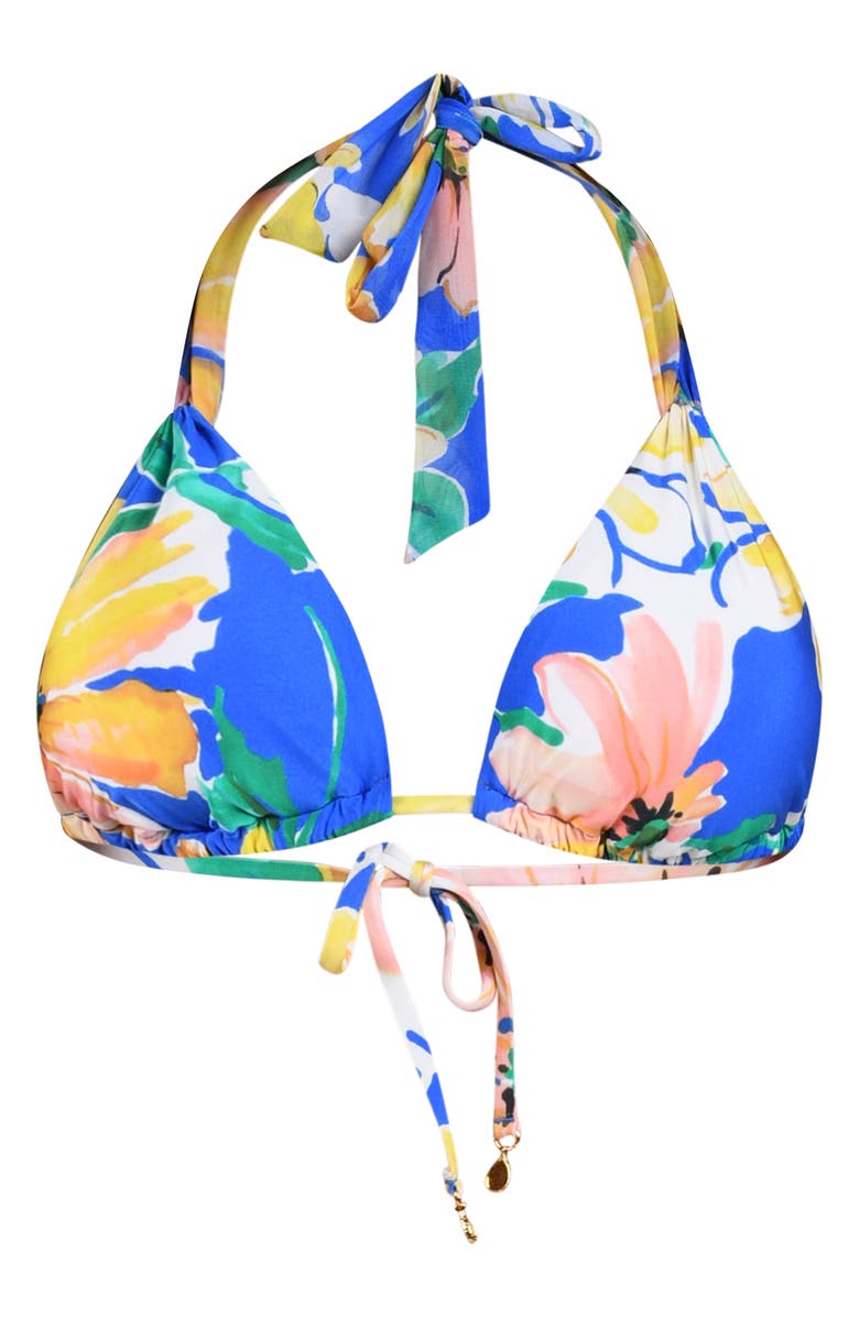Sunshine 79 Sunflower Triangle Bikini Top, Alternate, color, Blue Multi