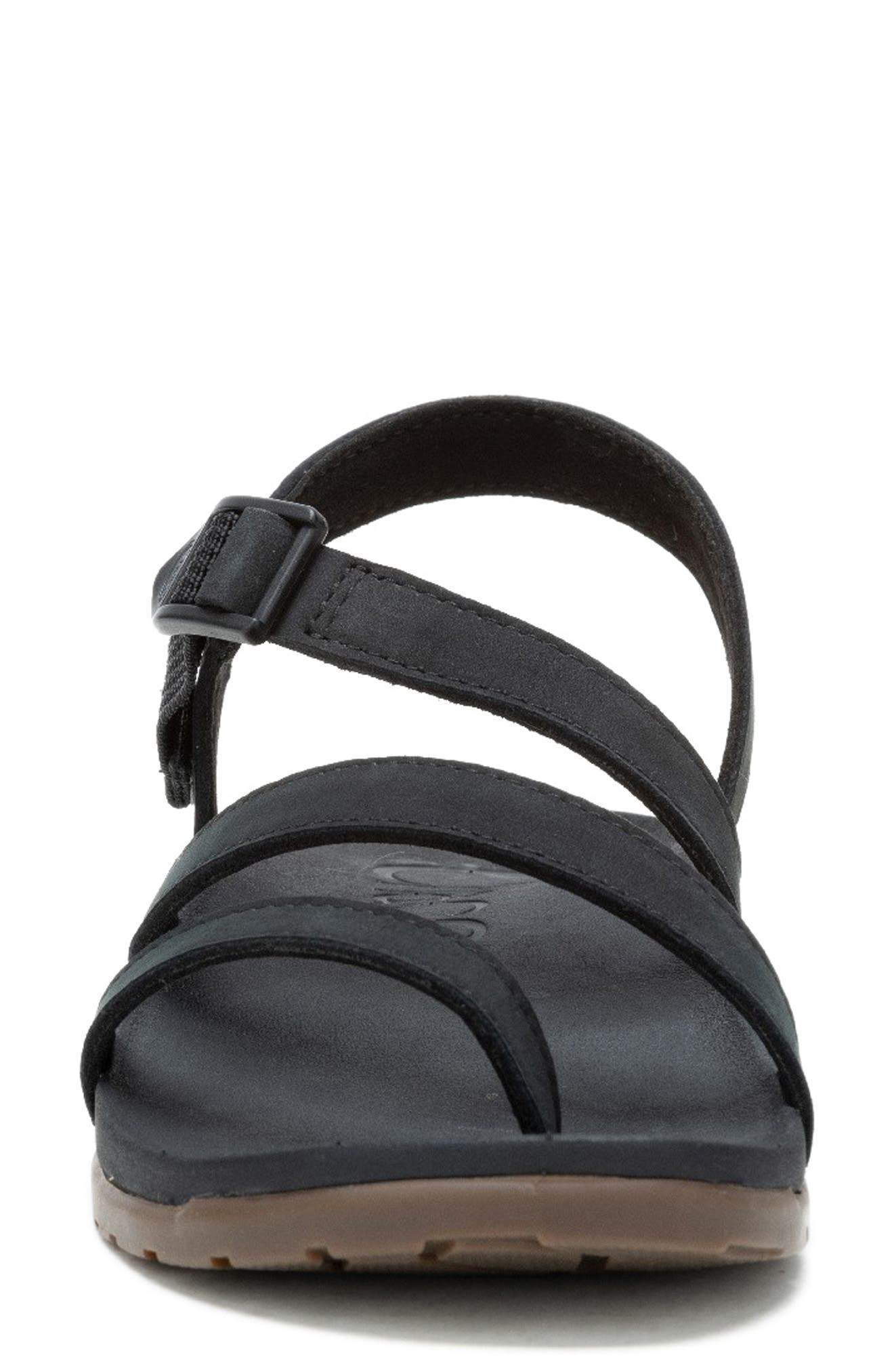Chaco Lowdown Leather Sandal, Alternate, color, Black