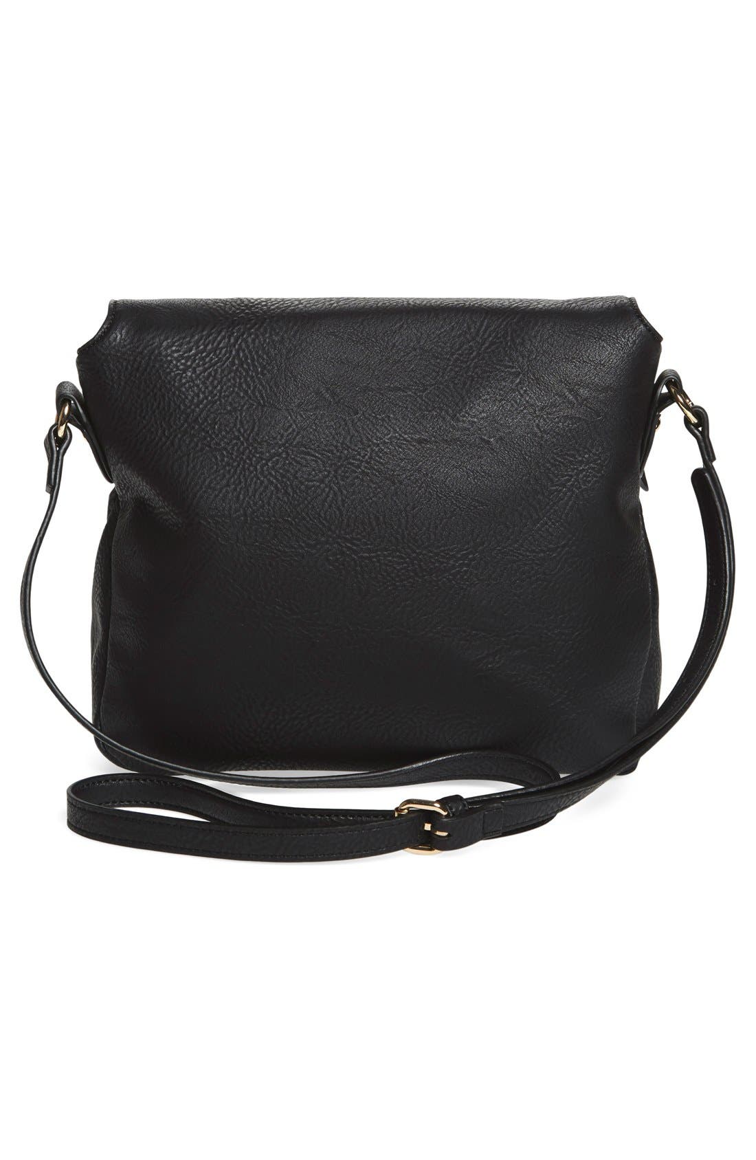 Zip Flap Faux Leather Crossbody Bag, Alternate, color, BLACK