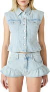 Steve Madden Cassady Crop Denim Vest