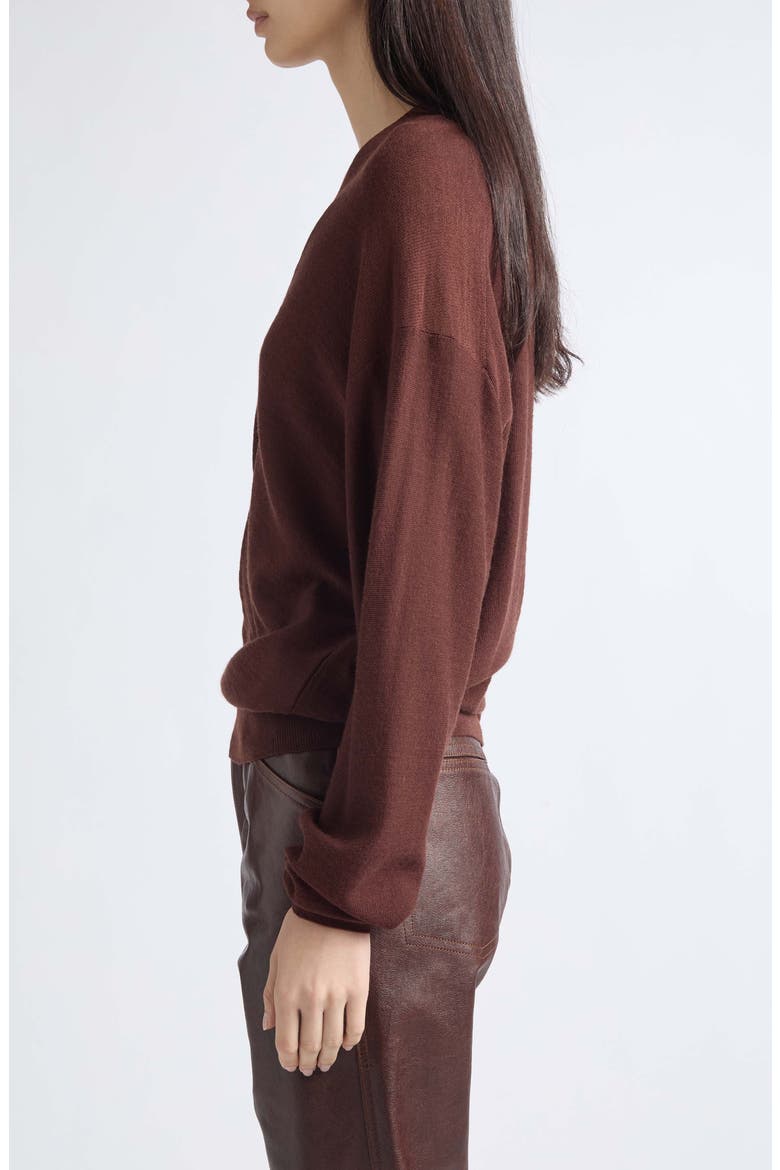 Relaxed Twisted Cardigan, Alternate, color, ACAJOU
