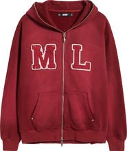 MEMORY LANE Oversize Initial Appliqué Zip Hoodie