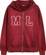 MEMORY LANE Oversize Initial Appliqué Zip Hoodie