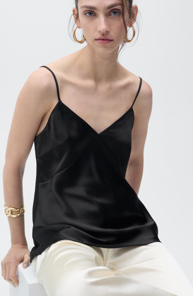 MANGO V-Neck Satin Camisole, Alternate, color,