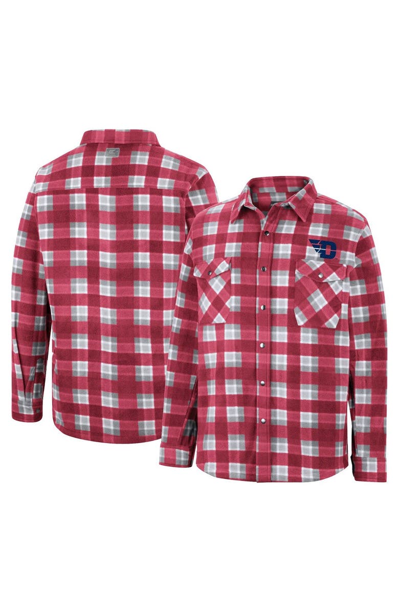COLOSSEUM Men's Colosseum Red/White Dayton Flyers Ellis Plaid Full-Snap Shirt Jacket, Main, color, Red