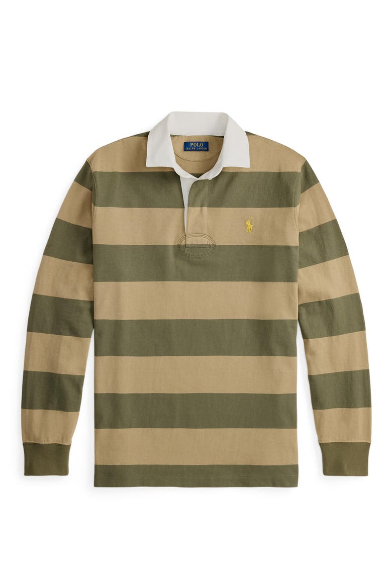 Stripe Long Sleeve Rugby Shirt, Alternate, color, OLIVE MULT