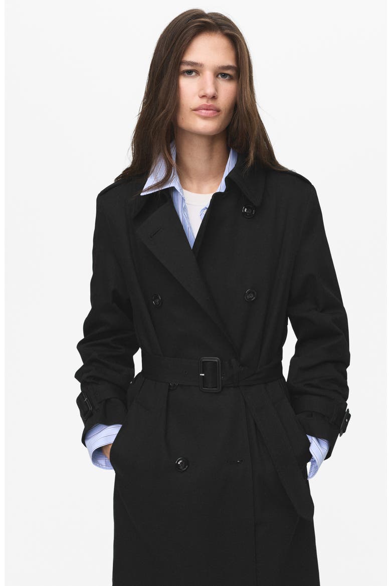 Classic Belted Trench Coat, Alternate, color, BLACK
