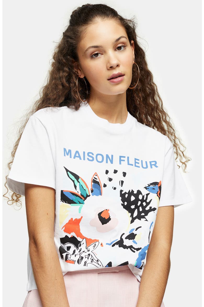 Maison Fleur Graphic Tee, Alternate, color, WHITE