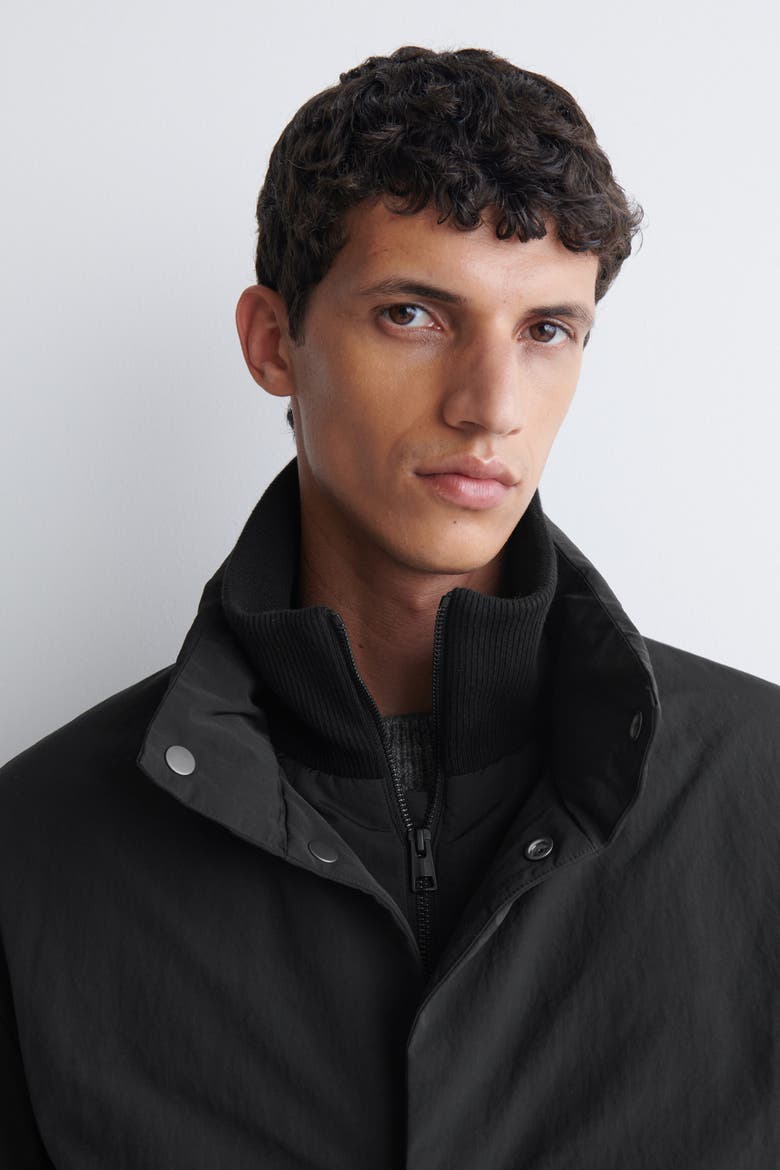 Padded Mock-Neck Down Jacket, Alternate, color, BLACK