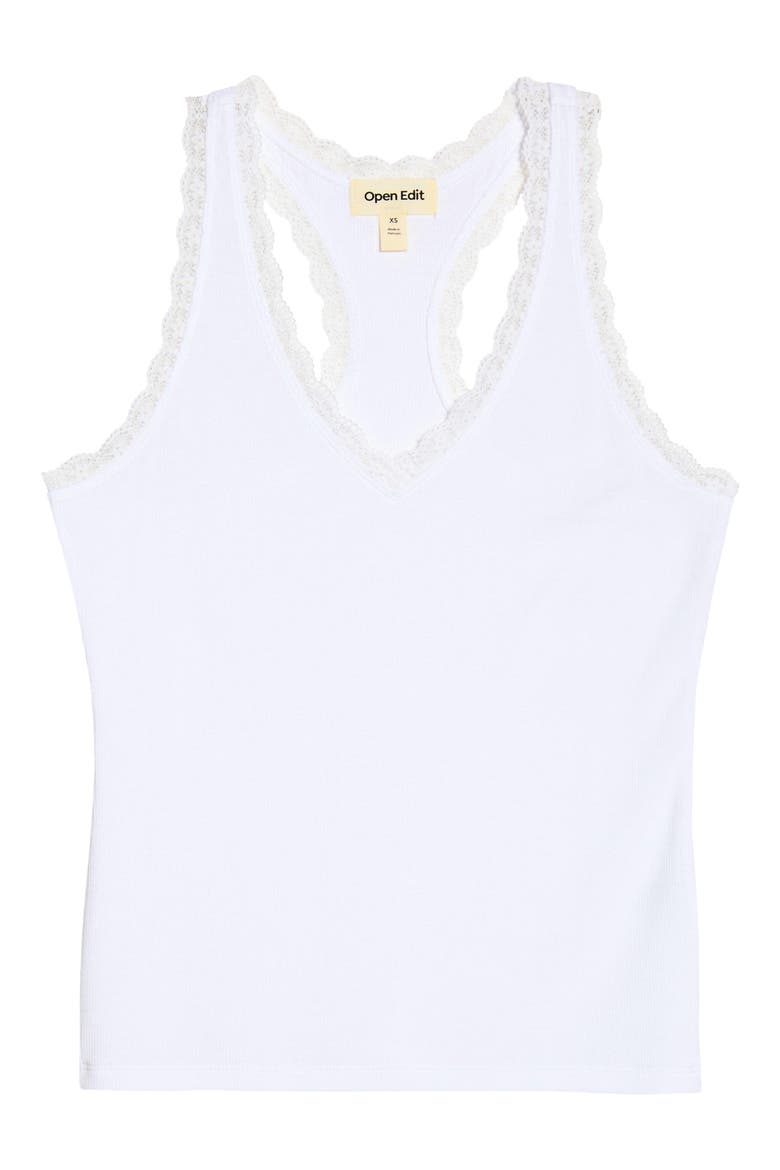 Daydream Rib Lace Trim Tank, Alternate, color, WHITE