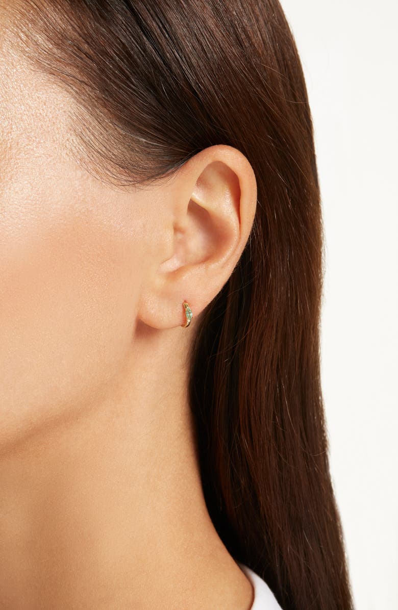 STONE AND STRAND Mini Green With Envy Huggie Hoop Earrings, Alternate, color,