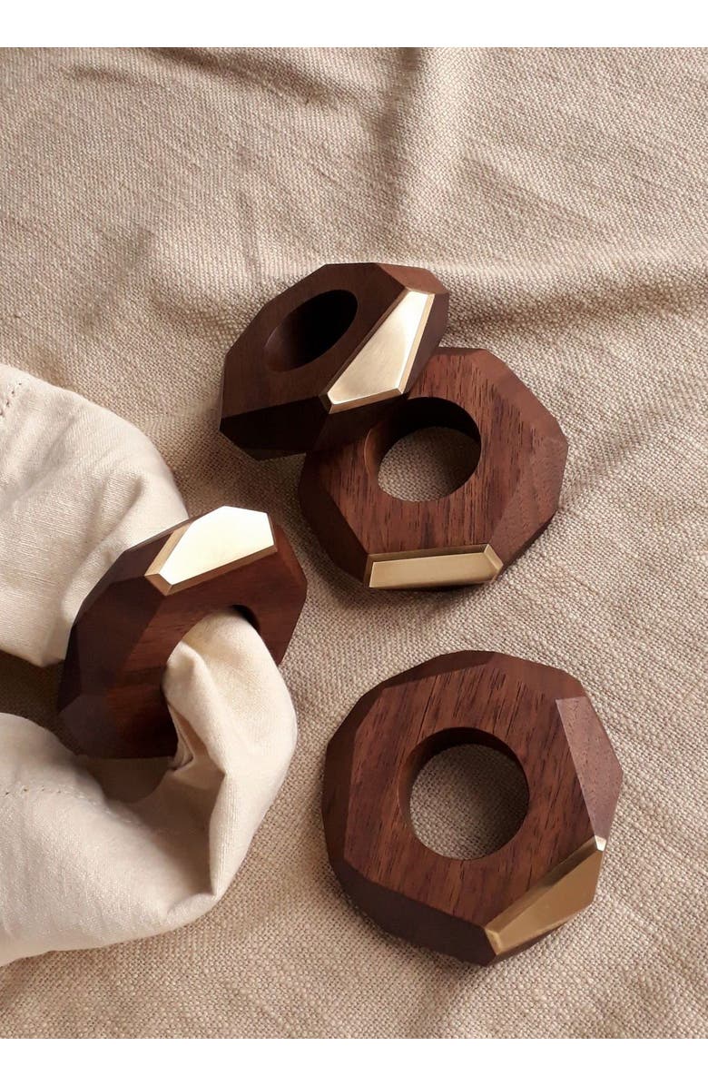 kanju Interiors Dor+Kie Black Walnut and Brass Napkin Ring, Alternate, color, Black Walnut