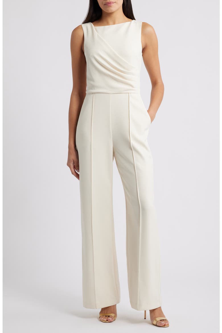 Signature Stretch Crepe Jumpsuit, Main, color, ECRU
