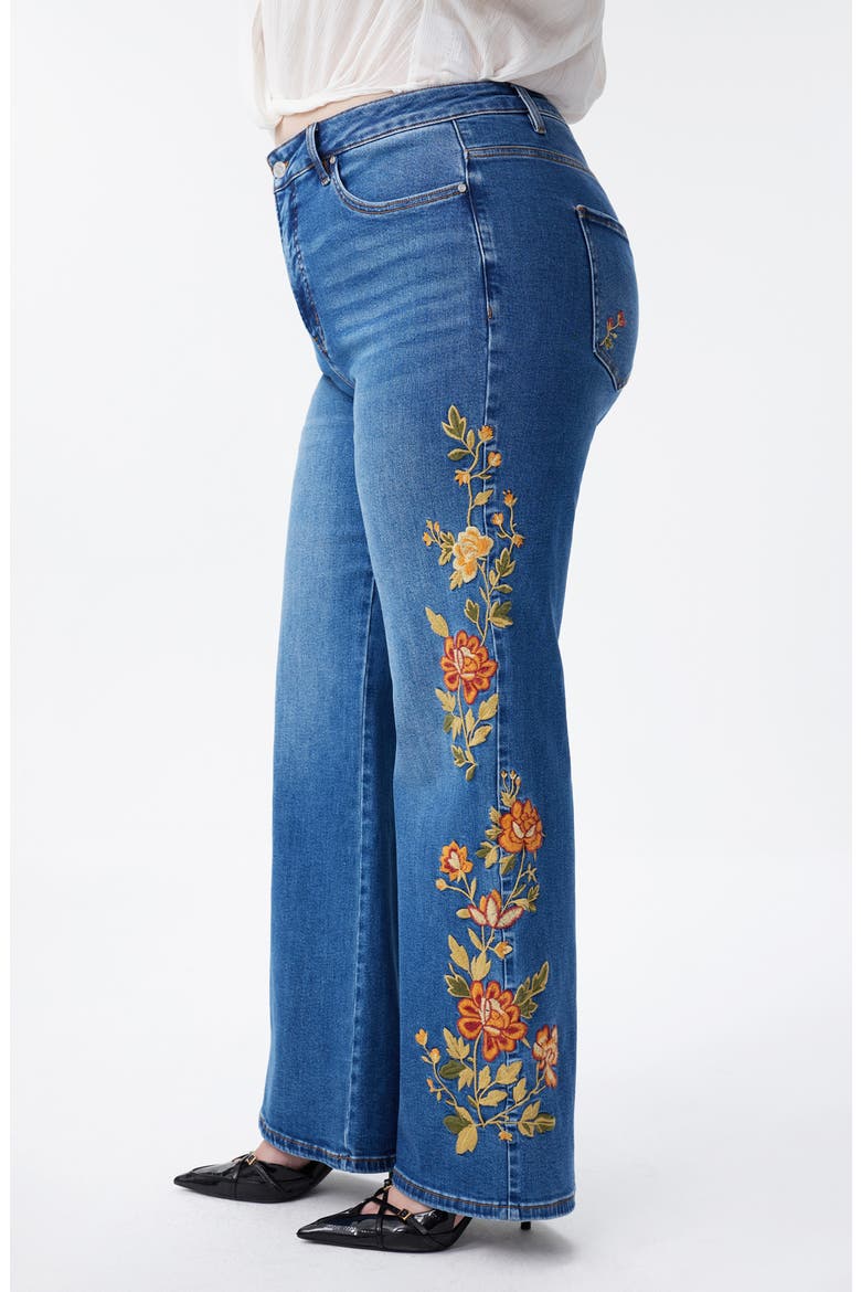 Embroidered High Waist Wide Leg Jeans, Alternate, color, SUNGETGLOW