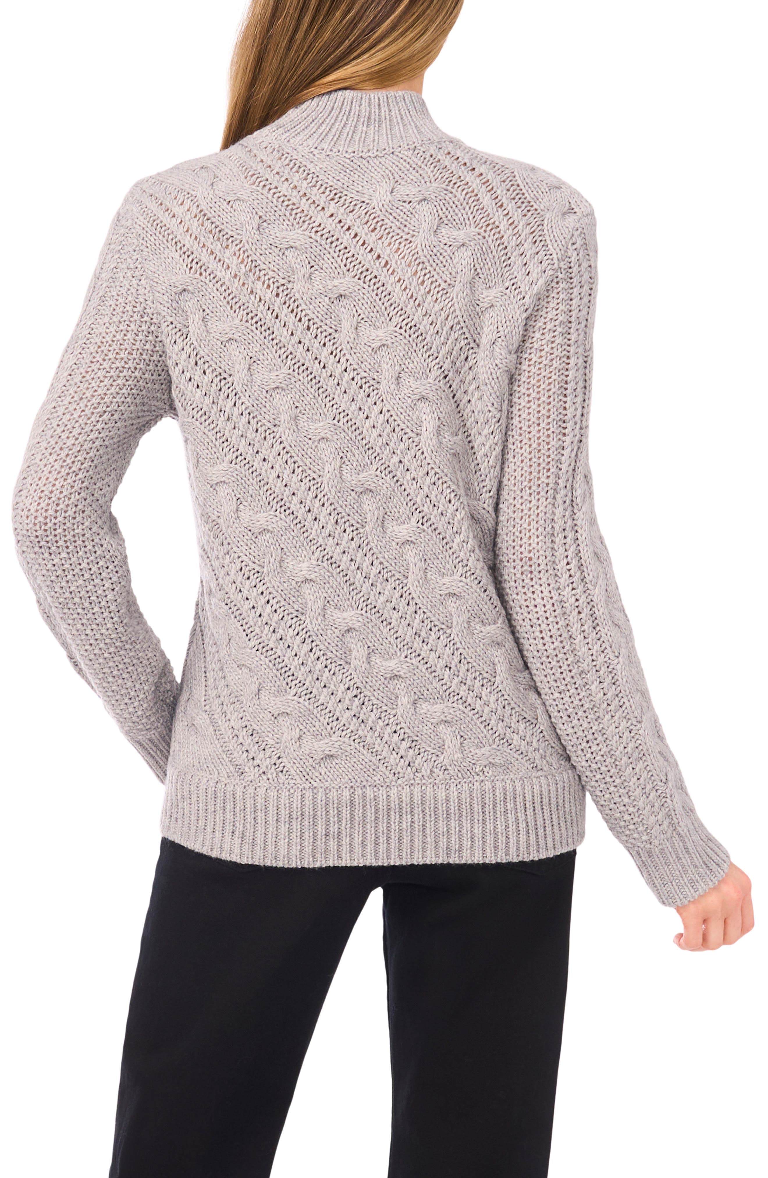 Diagonal Cable Mock Neck Sweater - image 4