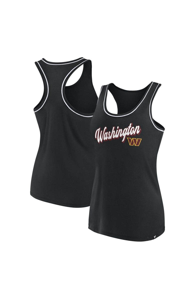 FANATICS Women's Fanatics Branded Black Washington Commanders Wordmark Logo Racerback Scoop Neck Tank Top, Main, color, 