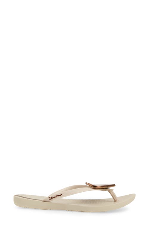 Ipanema Women's Wave Heart Sparkle Flip-flop Sandals In Beige/bronze