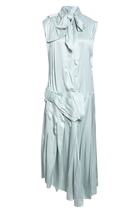 Devyn Silk Blend Satin Bow Midi Dress