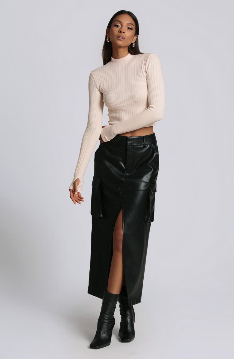 Avec Les Filles Faux Leather Cargo Maxi Skirt, Alternate, color,