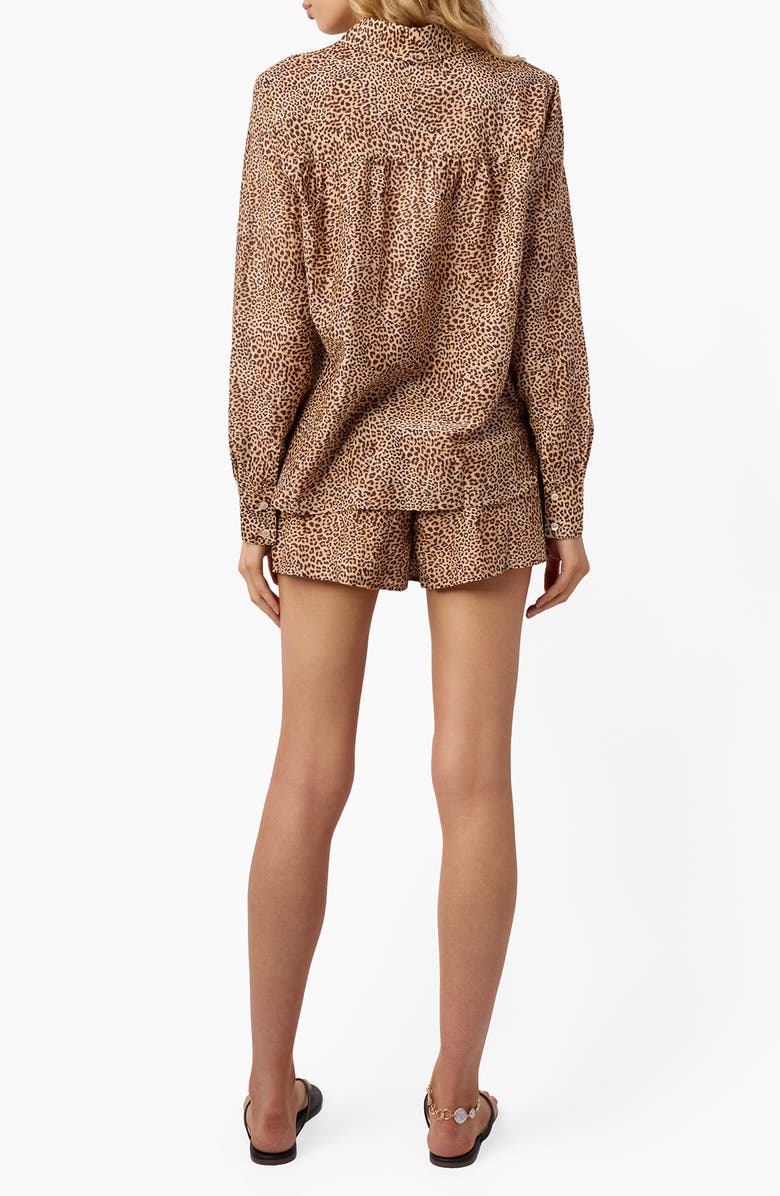 CAMI NYC Rafella Floral Cotton & Silk Button-Up Shirt, Alternate, color, Leopard