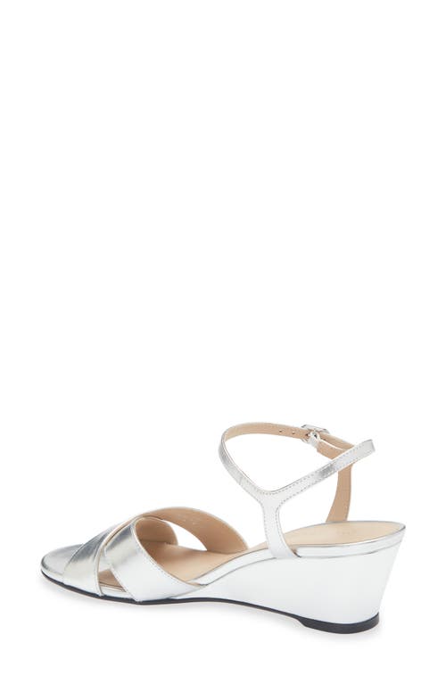 Stuart Weitzman Dayna Ankle Strap Wedge Sandal In Silver