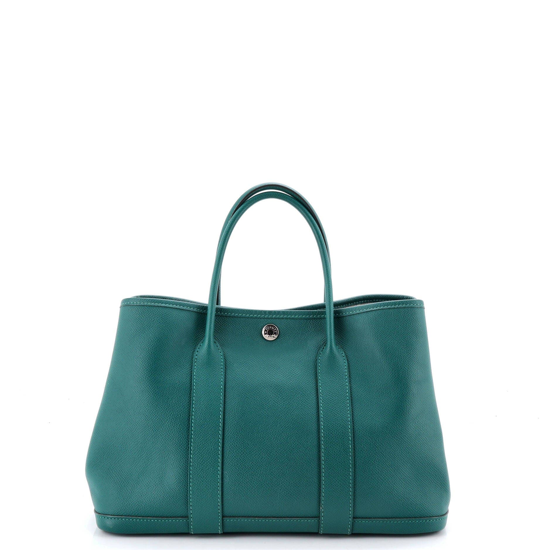 Pre-Owned Hermes Garden Party Tote Leather 30, Alternate, color, Malachite