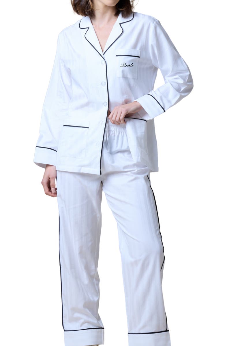 KIP Bride Cotton Long Pajama Set, Alternate, color, Monochrome