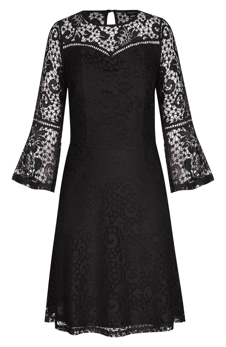 City Chic Lace Fit & Flare Dress, Alternate, color, 