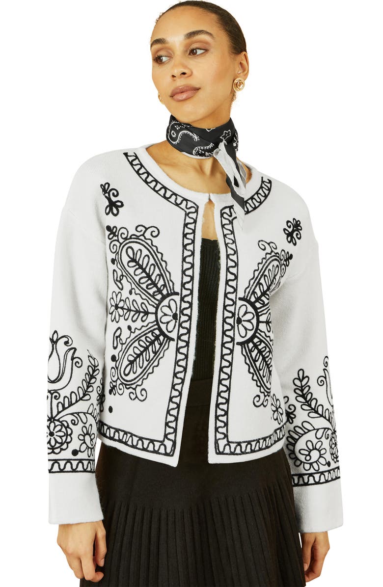 Yumi Knitted Folk Edge To Edge Cardi, Alternate, color, Ivory