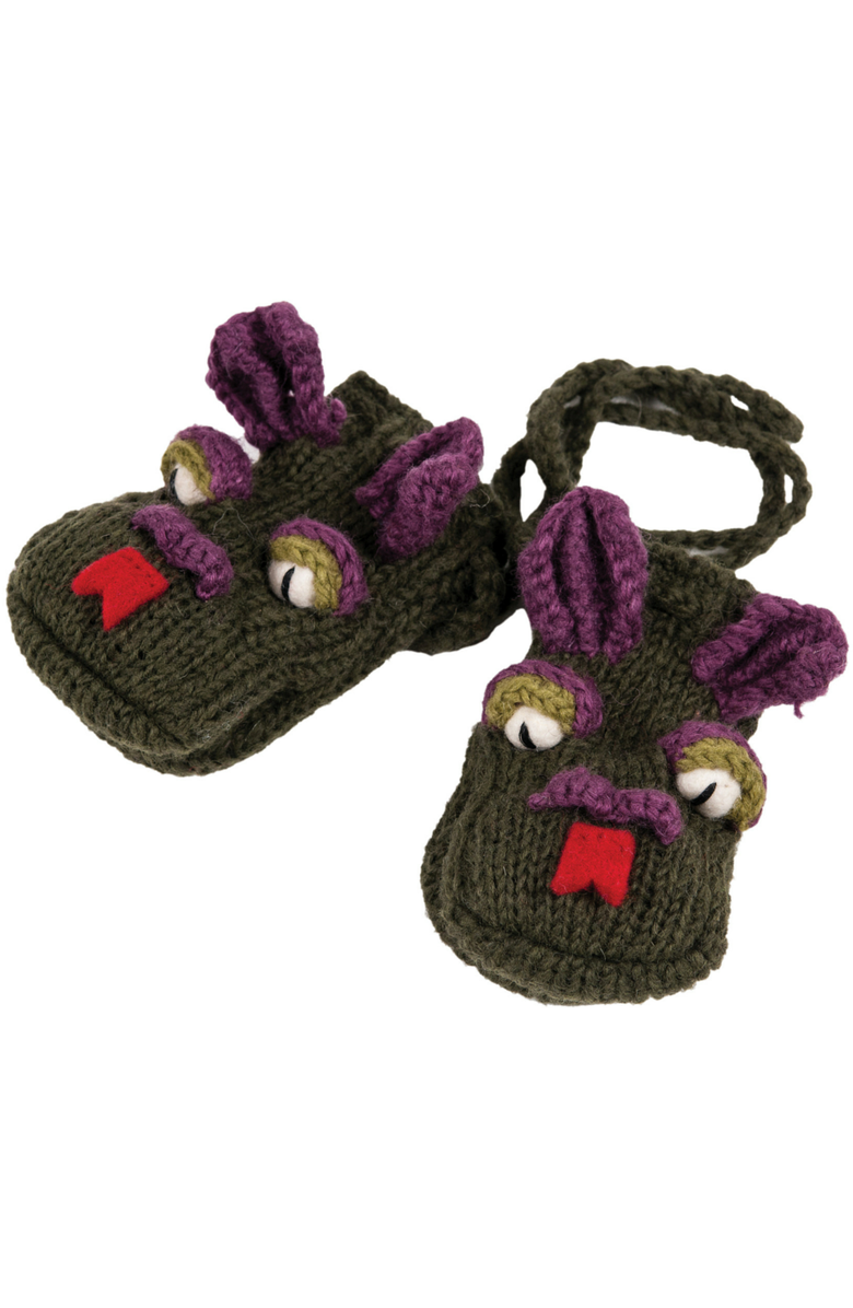 Nirvanna Designs Dragon Mittens, Main, color, Brown
