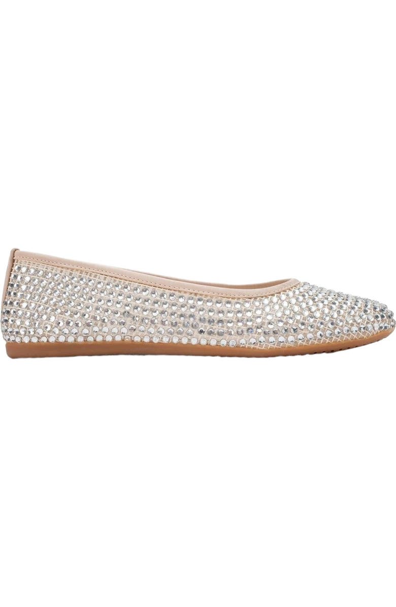 Prologue Shoes Runway Mesh Embellished Ballet Flat, Alternate, color, Beige Faux Leather