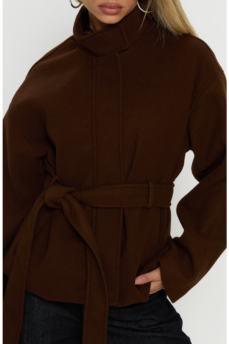Tameeka Stand Collar Coat, Alternate, color, BROWN