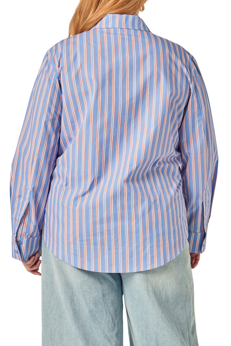 Striped Cotton Shirt, Alternate, color, BLUE/ ORANGE